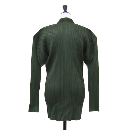 プリーツ ジップアップ カーディガン / ロング 長袖 襟付き