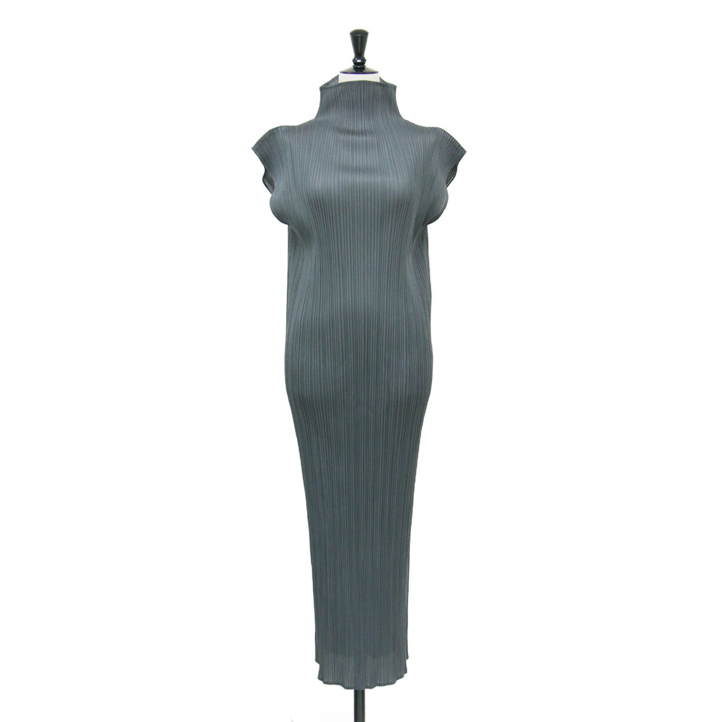 プリーツ ハイネック ノースリーブ ワンピース / ロング Iライン