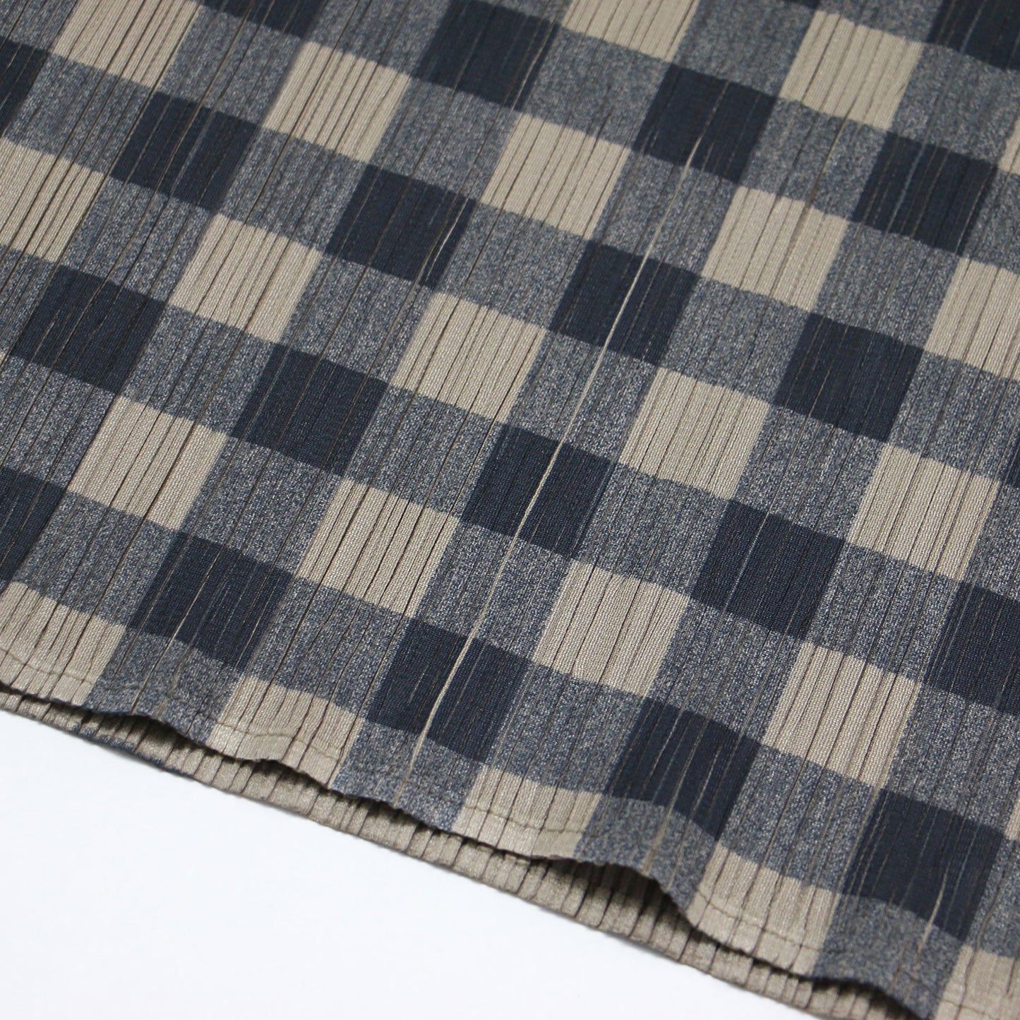 プリーツ チェック柄 タイト スカート / ロング ウエストゴム ブロックチェック プリント