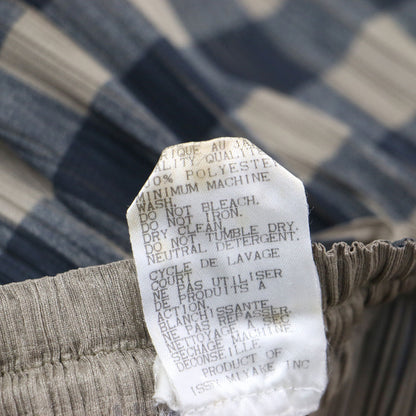 プリーツ チェック柄 タイト スカート / ロング ウエストゴム ブロックチェック プリント