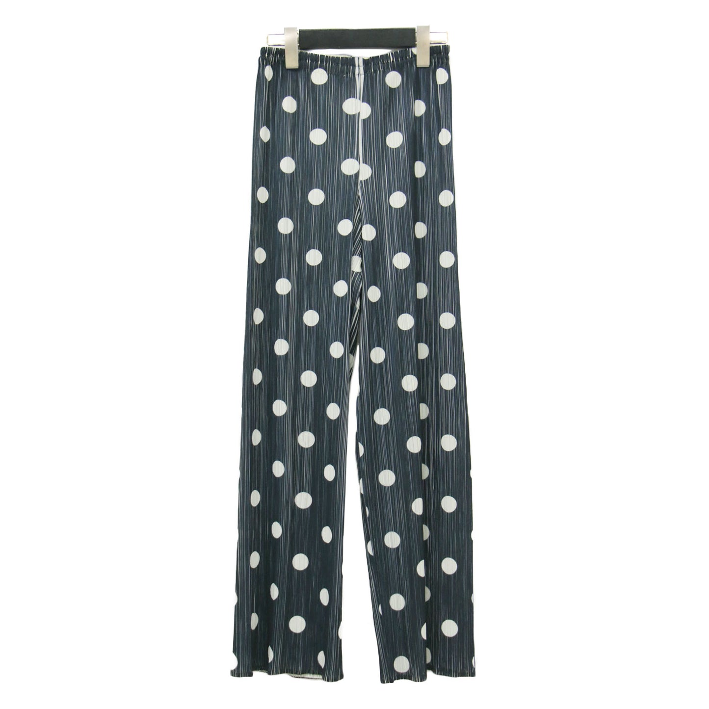 ドット柄 プリーツ パンツ / イージーパンツ ストレート 水玉 プリント