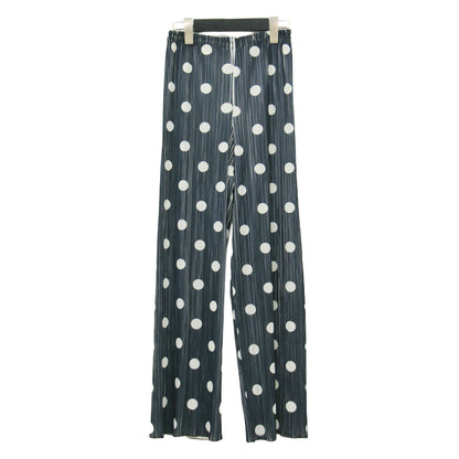 ドット柄 プリーツ パンツ / イージーパンツ ストレート 水玉 プリント