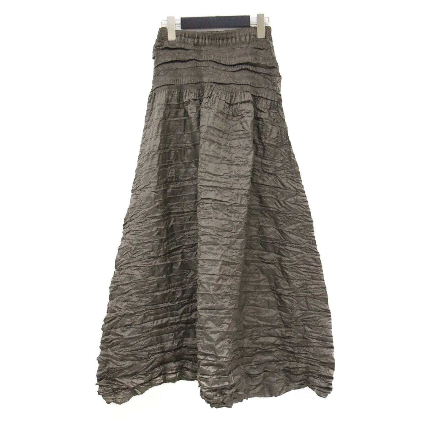 プリーツ シャーリング ミディ スカート / Aライン ウエストゴム