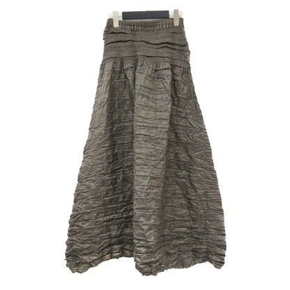 プリーツ シャーリング ミディ スカート / Aライン ウエストゴム