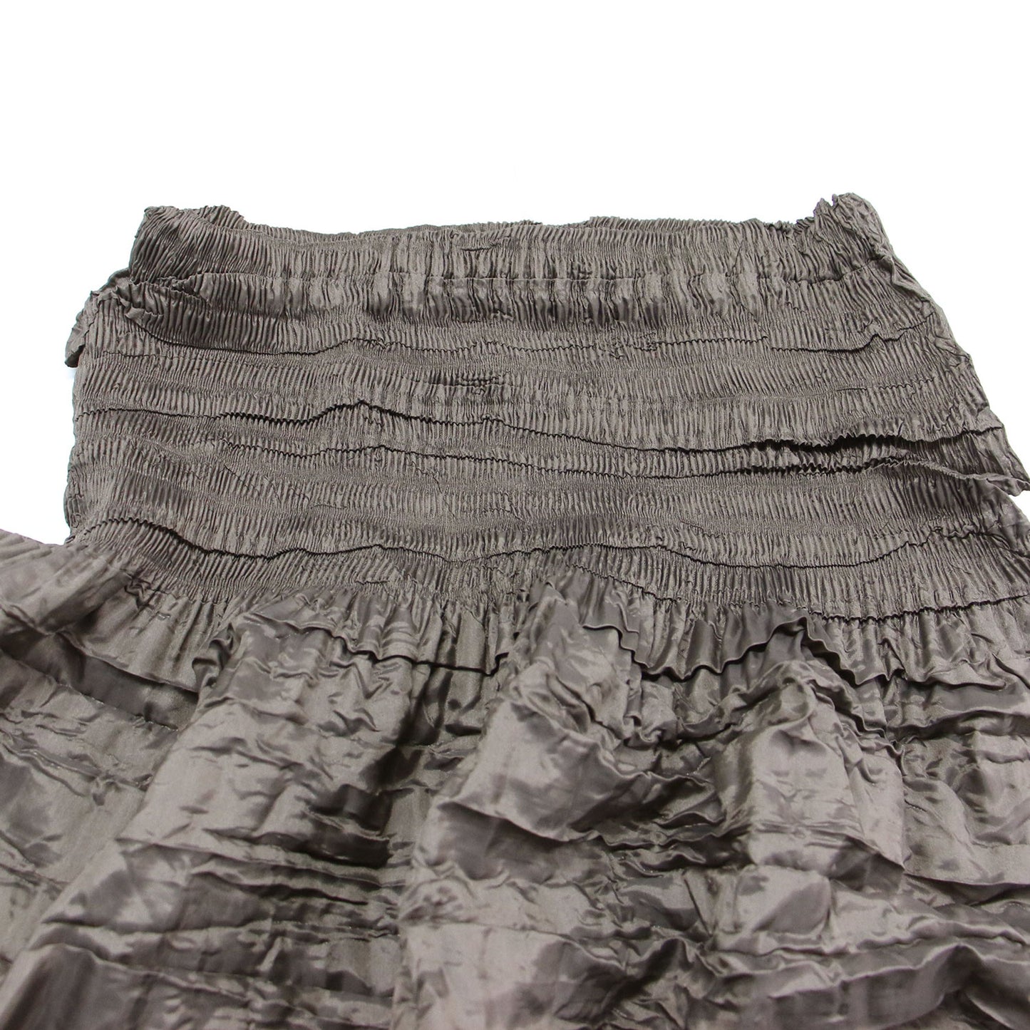 プリーツ シャーリング ミディ スカート / Aライン ウエストゴム