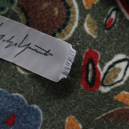 フラワープリント ウール ロング ジャケット / コート 長袖 ボタンレス 花柄