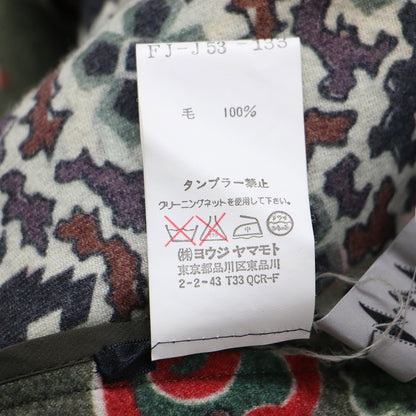 フラワープリント ウール ロング ジャケット / コート 長袖 ボタンレス 花柄