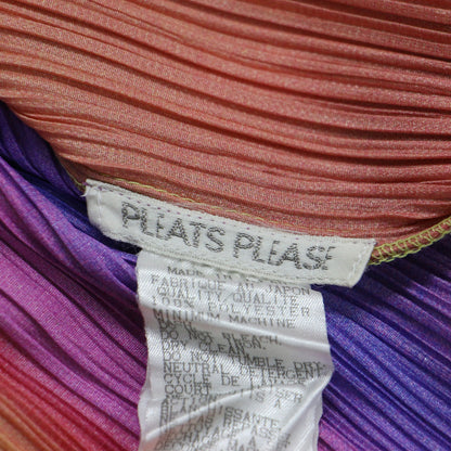 プリーツ レインボーカラー シャツ ワンピース / ロング 長袖 オープンカラー グラデーション