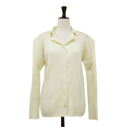 プリーツ オープンカラー シャツ / ブラウス 長袖 開襟