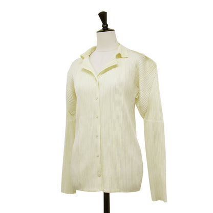 プリーツ オープンカラー シャツ / ブラウス 長袖 開襟