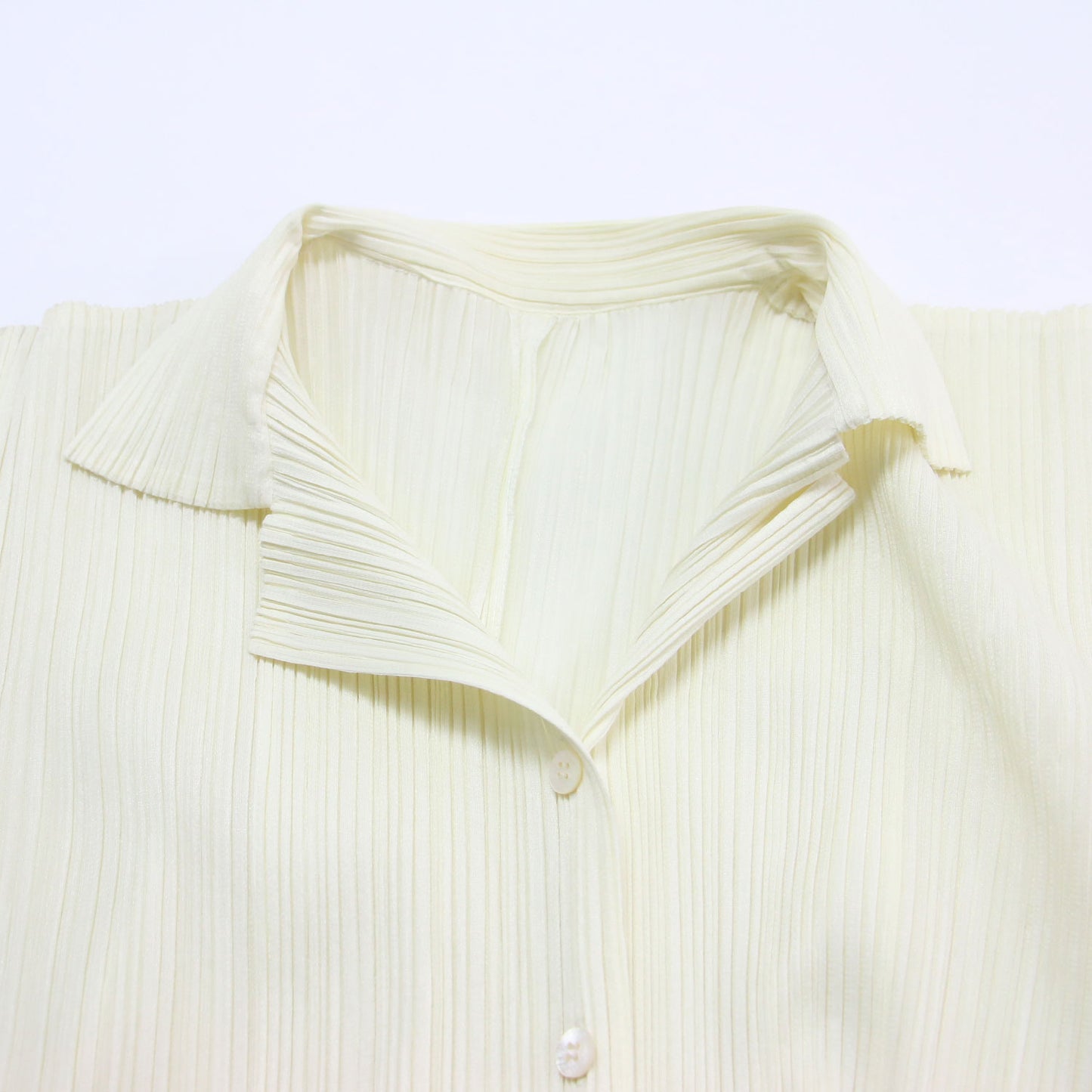 プリーツ オープンカラー シャツ / ブラウス 長袖 開襟