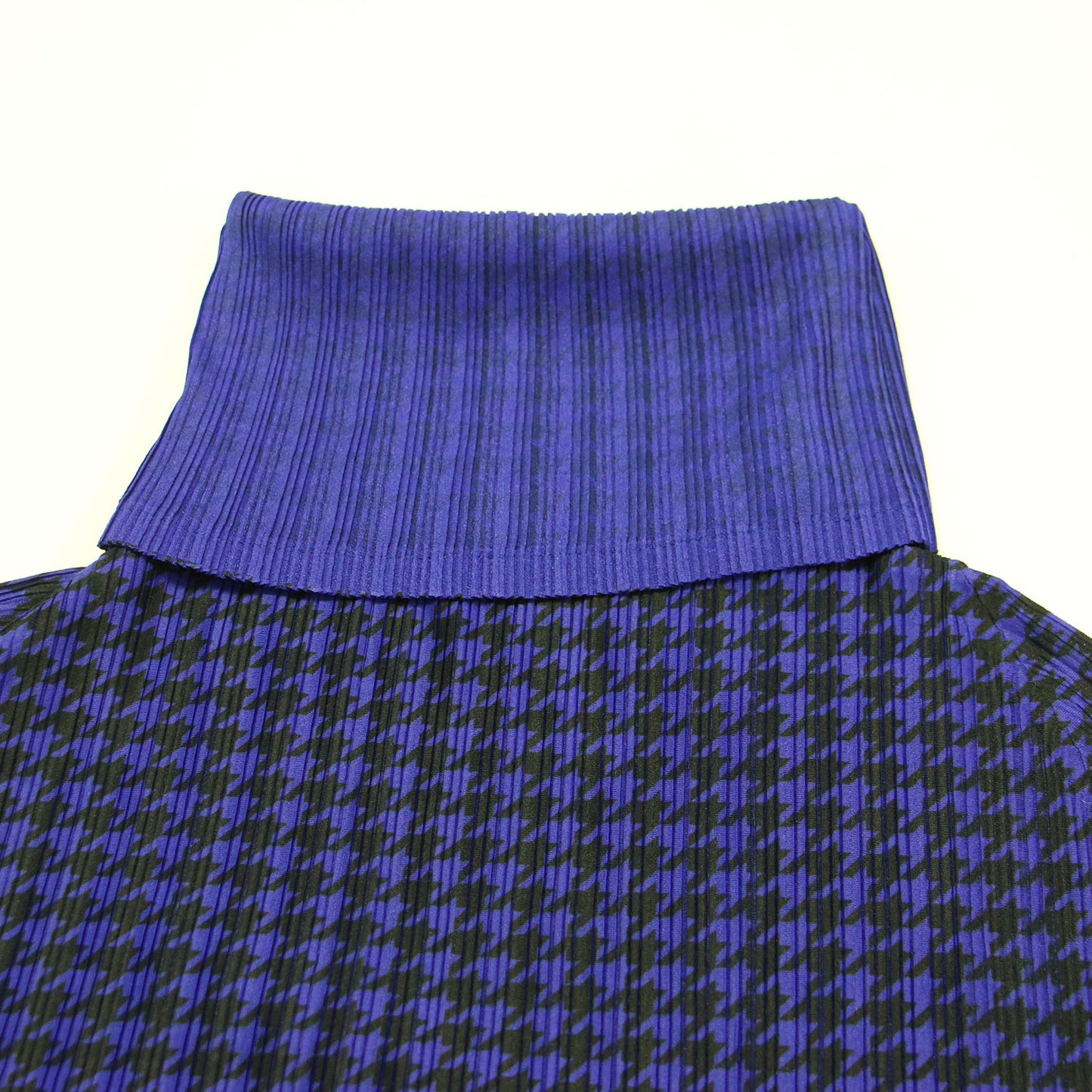 プリーツ 千鳥柄 ハイネック プルオーバー / カットソー ブラウス 長袖 ハウンドトゥース