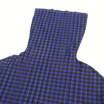 プリーツ 千鳥柄 ハイネック プルオーバー / カットソー ブラウス 長袖 ハウンドトゥース