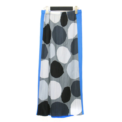 プリーツ ドット柄 ロング スカート / ウエストゴム 切替 コンビ