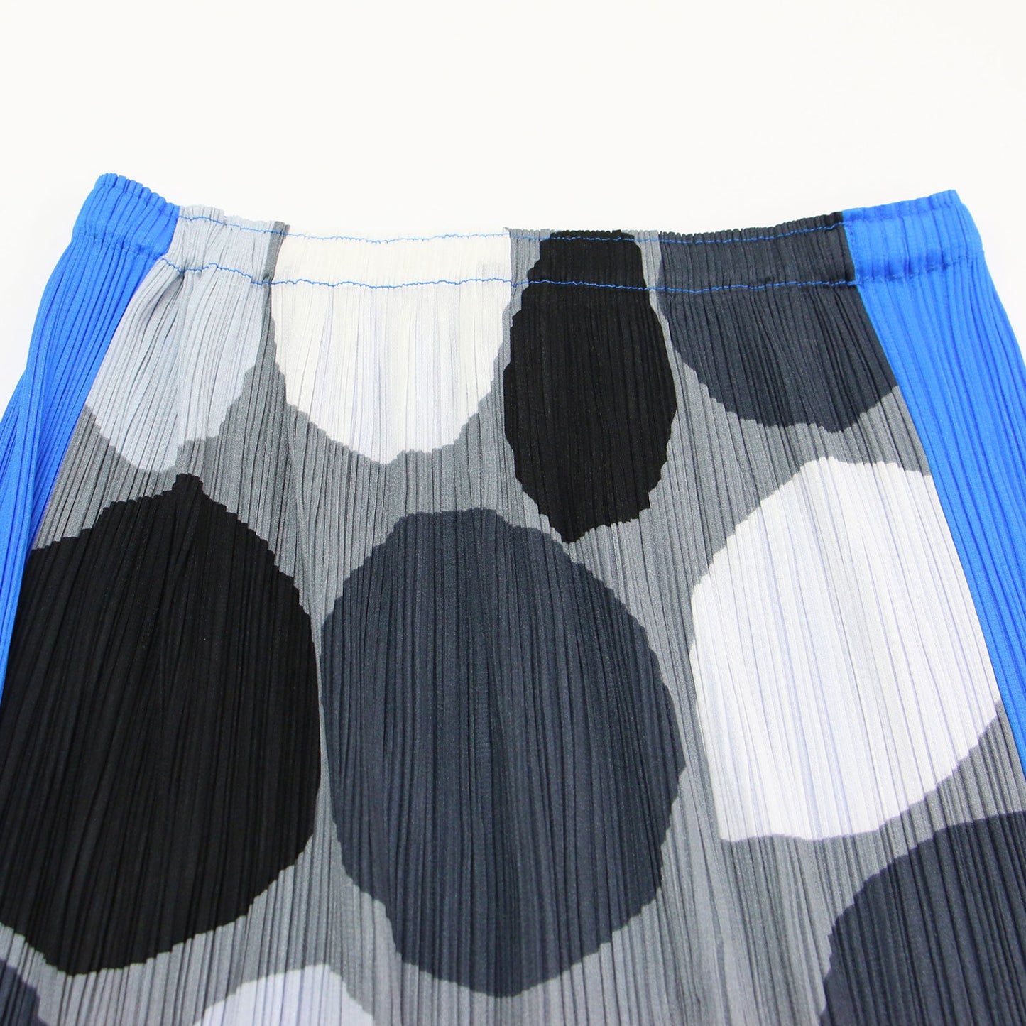 プリーツ ドット柄 ロング スカート / ウエストゴム 切替 コンビ