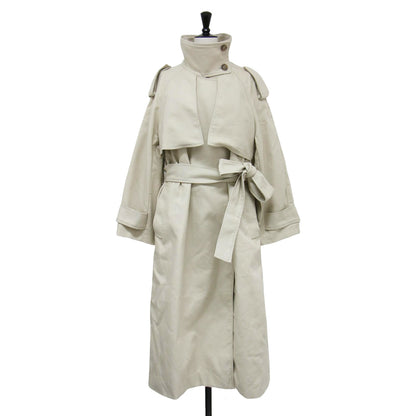 24春夏 コットン ツイル トレンチコート / Sabbia ロング スタンドカラー オーバーサイズ ベルト付き
