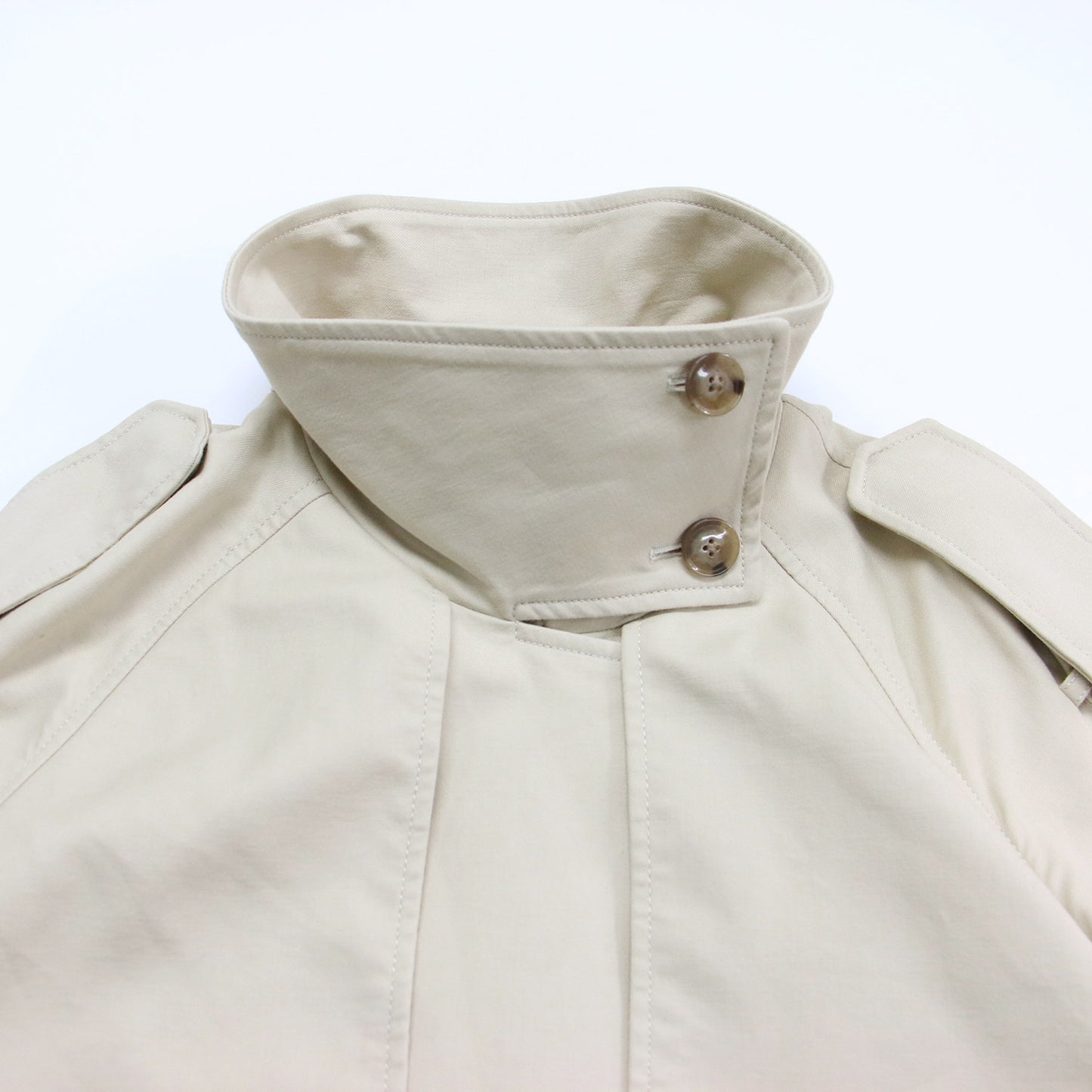 24春夏 コットン ツイル トレンチコート / Sabbia ロング スタンドカラー オーバーサイズ ベルト付き