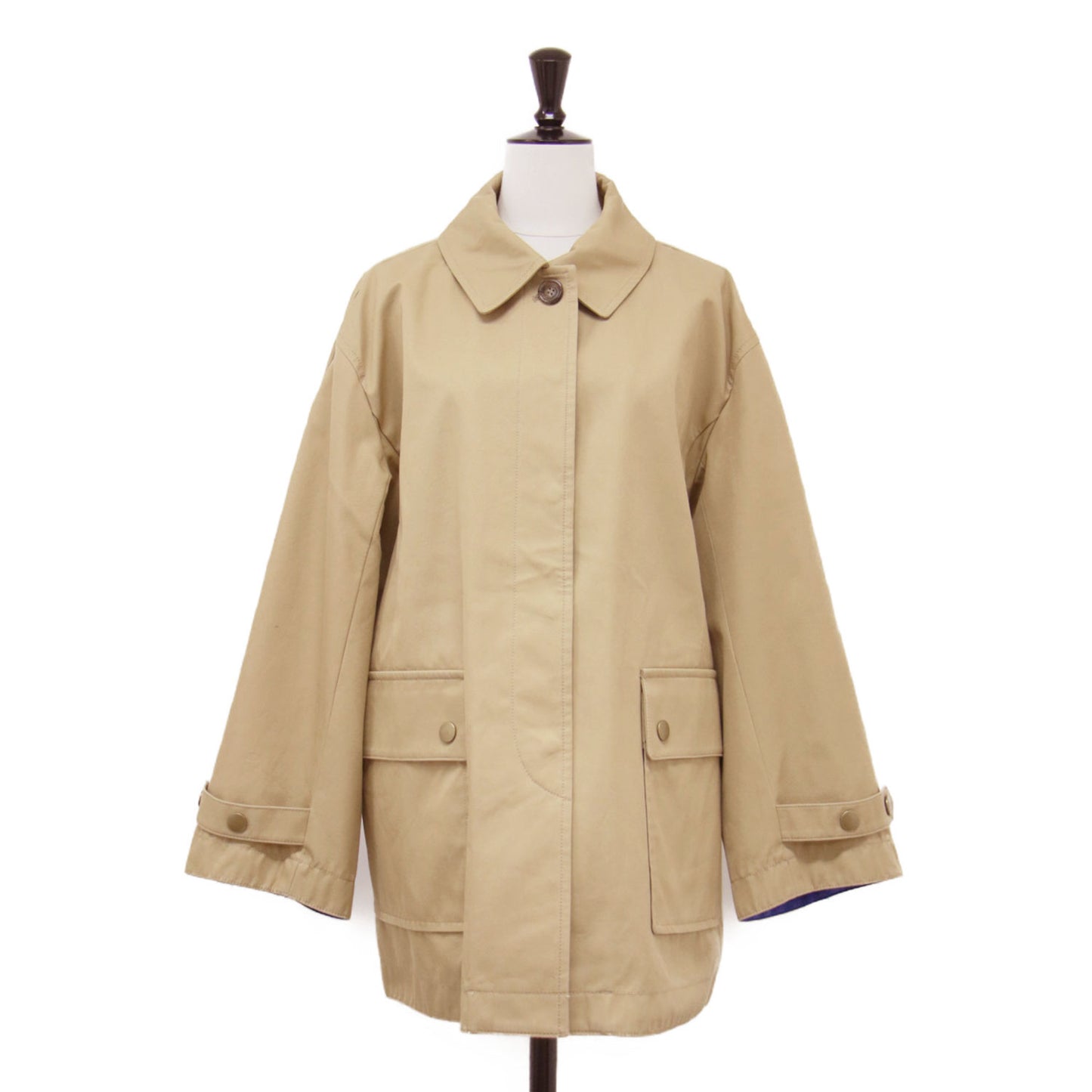 Primary Navy Label ボンディング ステンカラー コート / ジャケット ミドル丈 Aライン コットン