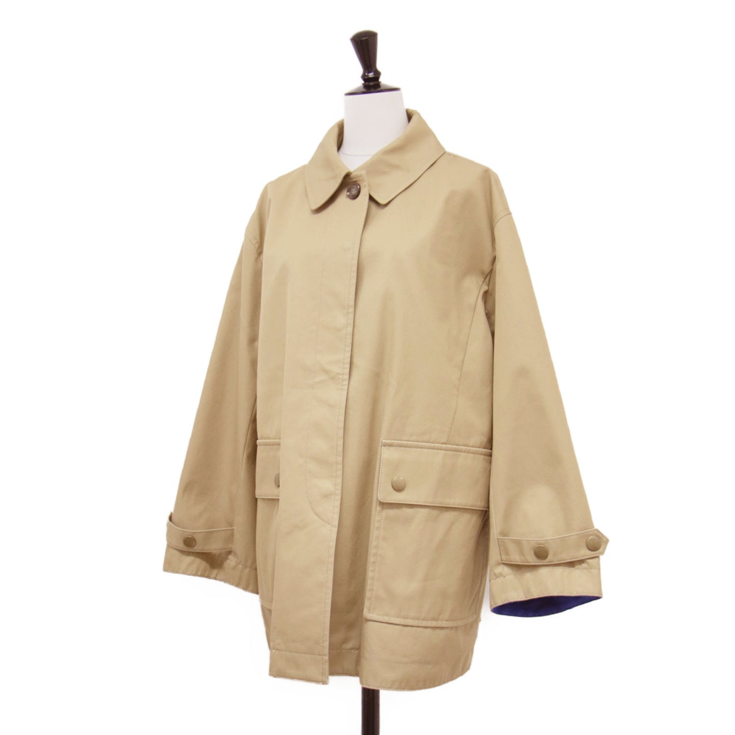 Primary Navy Label ボンディング ステンカラー コート / ジャケット ミドル丈 Aライン コットン