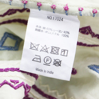 総刺繍 オフショルダー ワンピース / ミディ丈 七分袖 フレア エンブロイダリー コットン