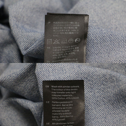 デニム トップス パンツ セットアップ / ブラウス プルオーバー オープンカラー 長袖 ワイド フレア コットン