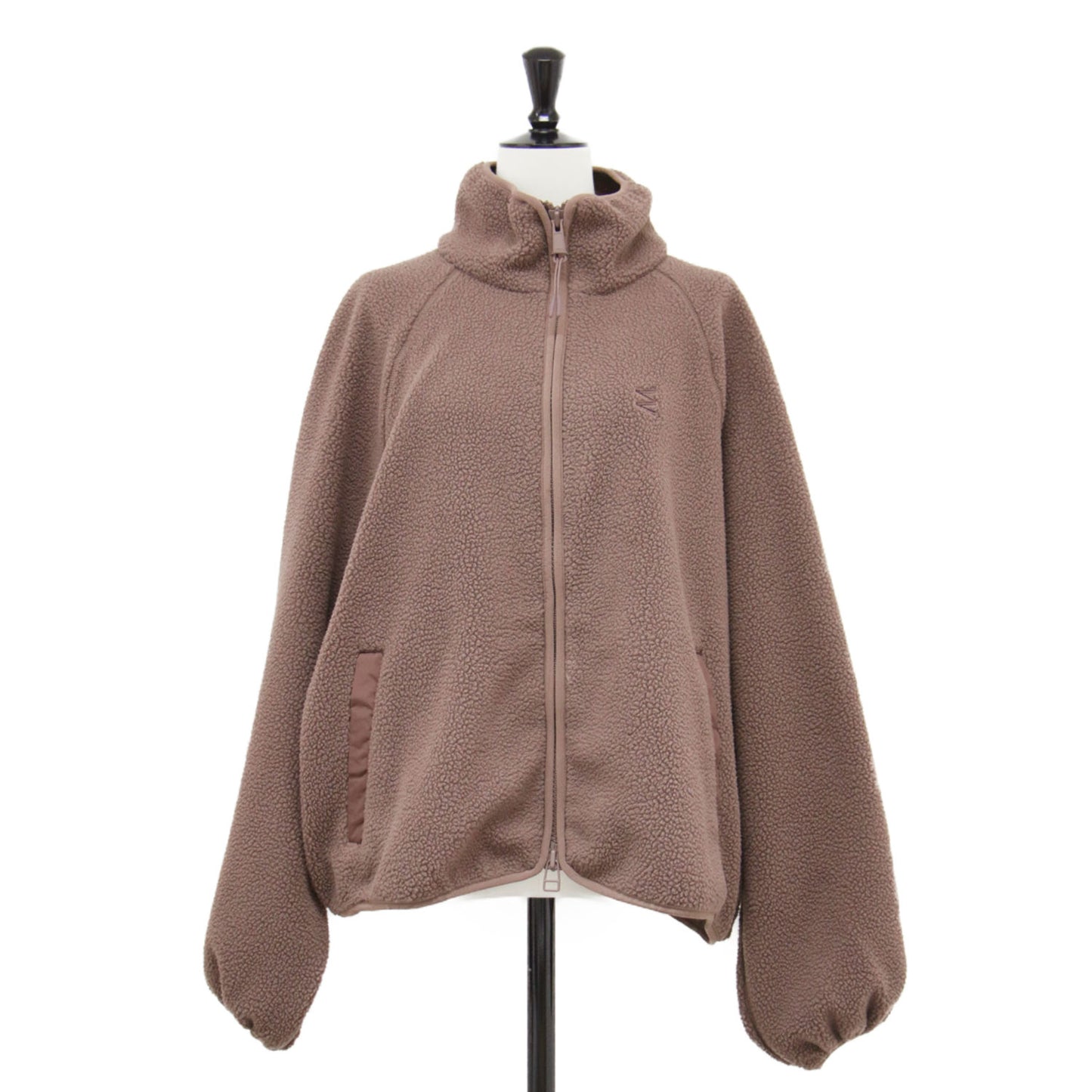 25秋冬 フリース ジップアップ ブルゾン / ジャケット スタンドカラー ラグランスリーブ オーバーサイズ