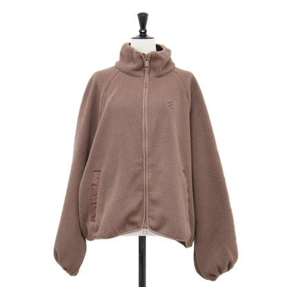 25秋冬 フリース ジップアップ ブルゾン / ジャケット スタンドカラー ラグランスリーブ オーバーサイズ