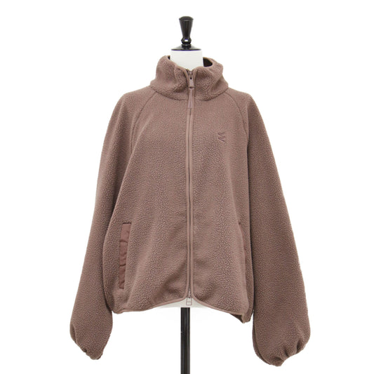 25秋冬 フリース ジップアップ ブルゾン / ジャケット スタンドカラー ラグランスリーブ オーバーサイズ
