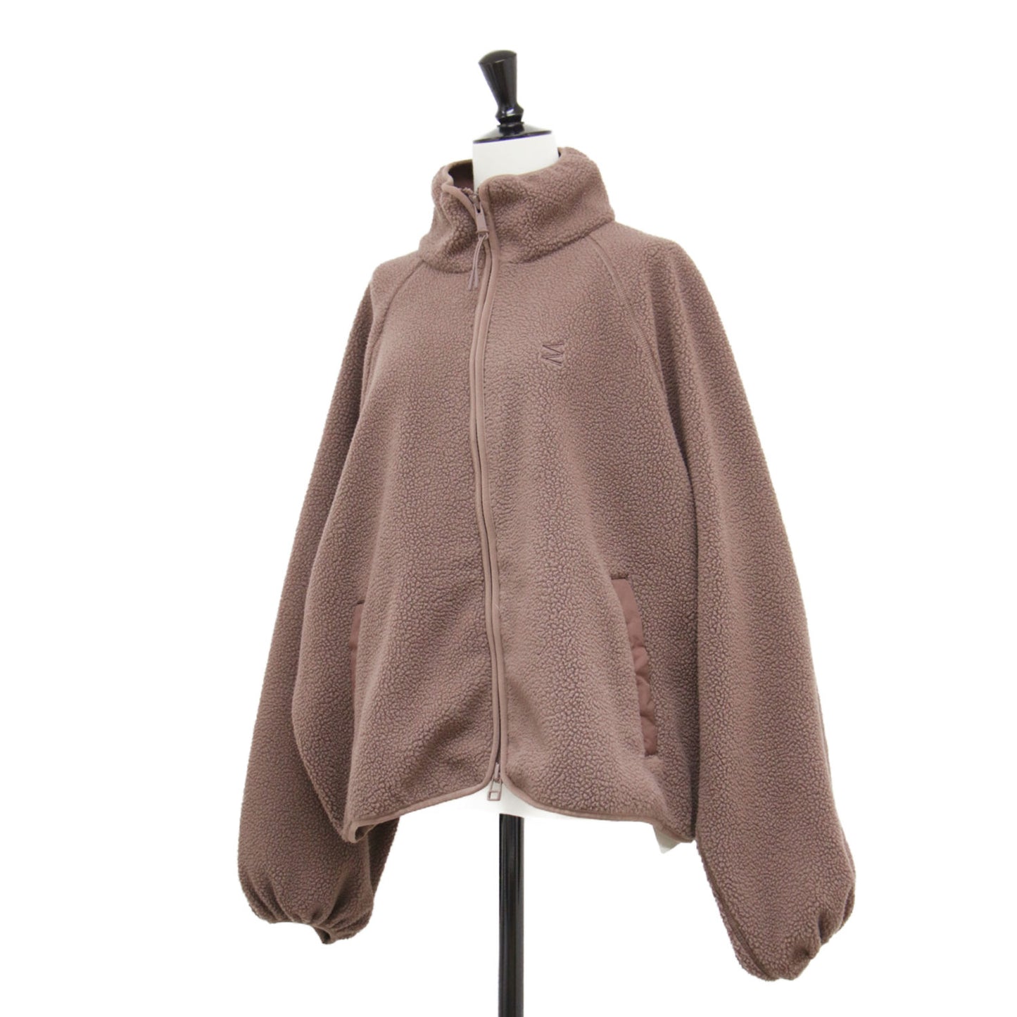 25秋冬 フリース ジップアップ ブルゾン / ジャケット スタンドカラー ラグランスリーブ オーバーサイズ