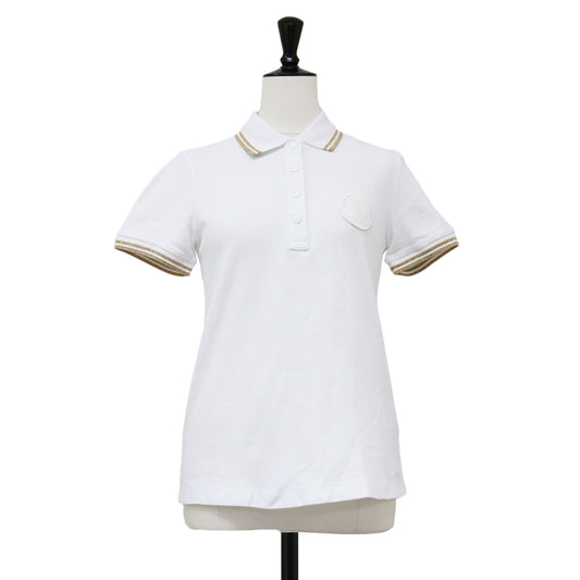 ワッペン付き 鹿の子 ポロシャツ / 半袖 ライン ラメ糸