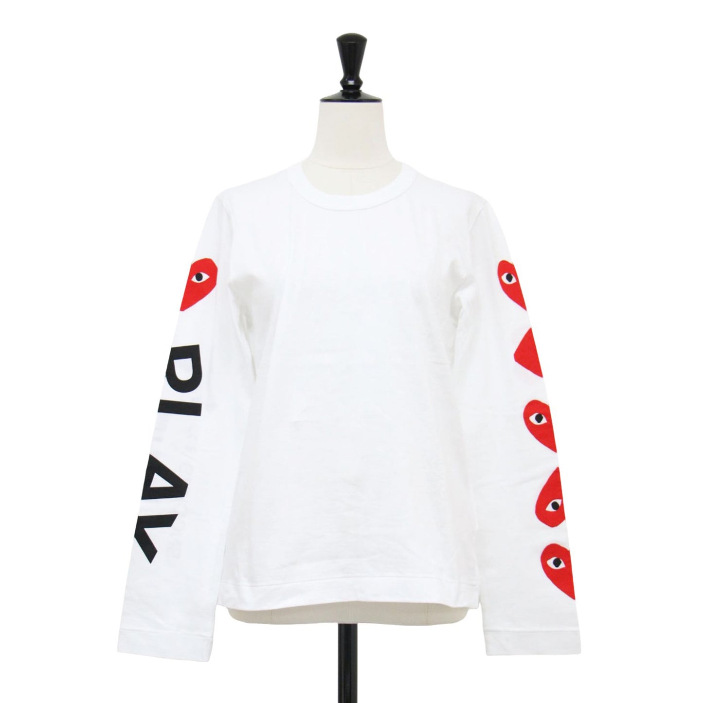 ハート ロゴ プリント 長袖 Tシャツ / カットソー クルーネック ロングスリーブ コットン