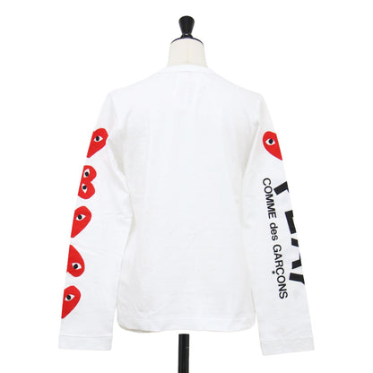 ハート ロゴ プリント 長袖 Tシャツ / カットソー クルーネック ロングスリーブ コットン