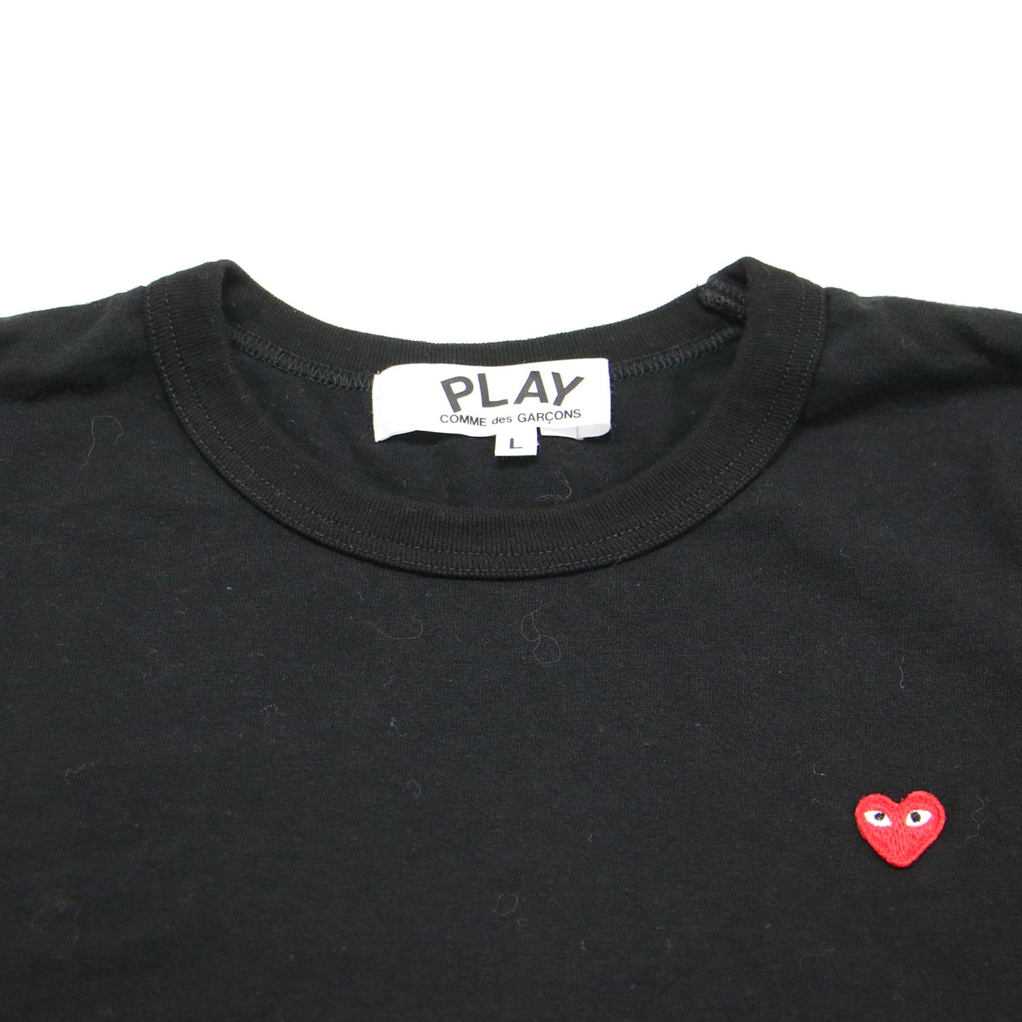ハート ワッペン 長袖 Tシャツ / カットソー ロングスリーブ クルーネック 刺繍 コットン