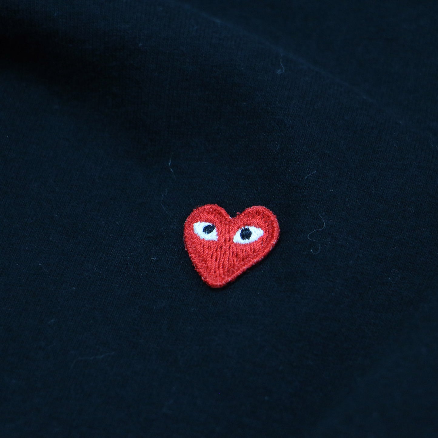 ハート ワッペン 長袖 Tシャツ / カットソー ロングスリーブ クルーネック 刺繍 コットン