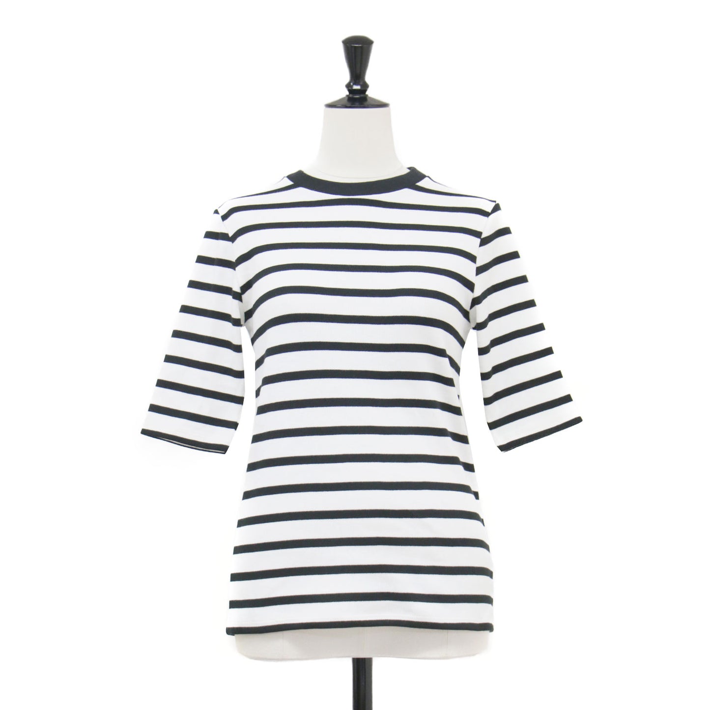 24春夏 コンパクトプルオーバー / Tシャツ クルーネック 半袖 ボーダー ストレッチ コットン ウォッシャブル
