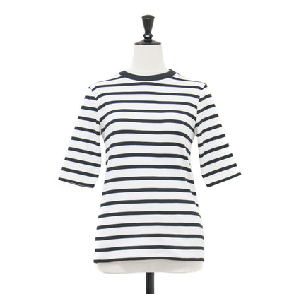 24春夏 コンパクトプルオーバー / Tシャツ クルーネック 半袖 ボーダー ストレッチ コットン ウォッシャブル