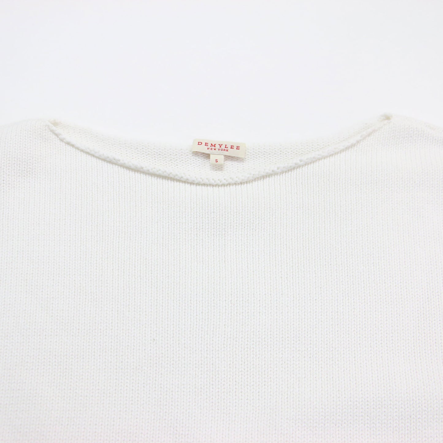 クロップド ワイド コットン ニット / 長袖 ボートネック スリット ボクシーシルエット リブ コットン