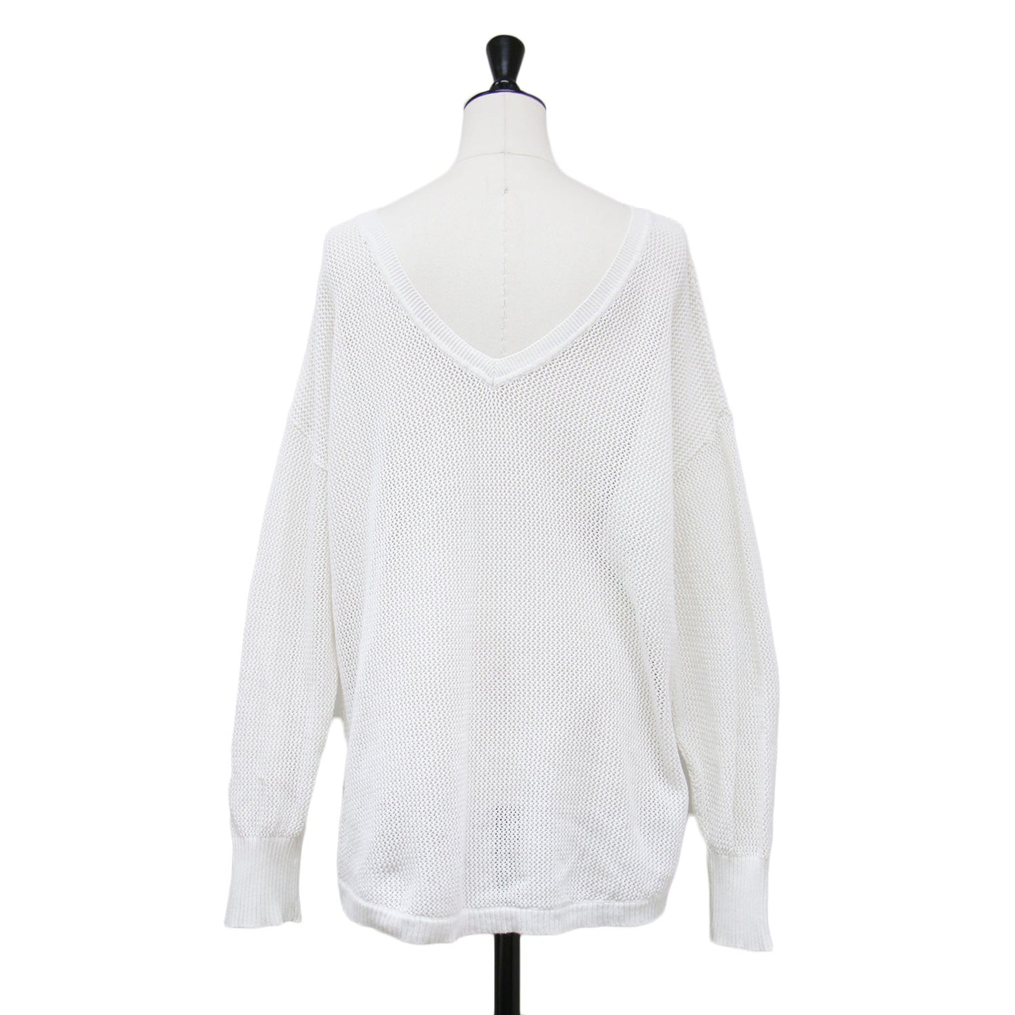 21春夏 メッシュ クルーネック プルオーバー / ニット 長袖 ボートネック Vネック ワイド ドロップショルダー コットン