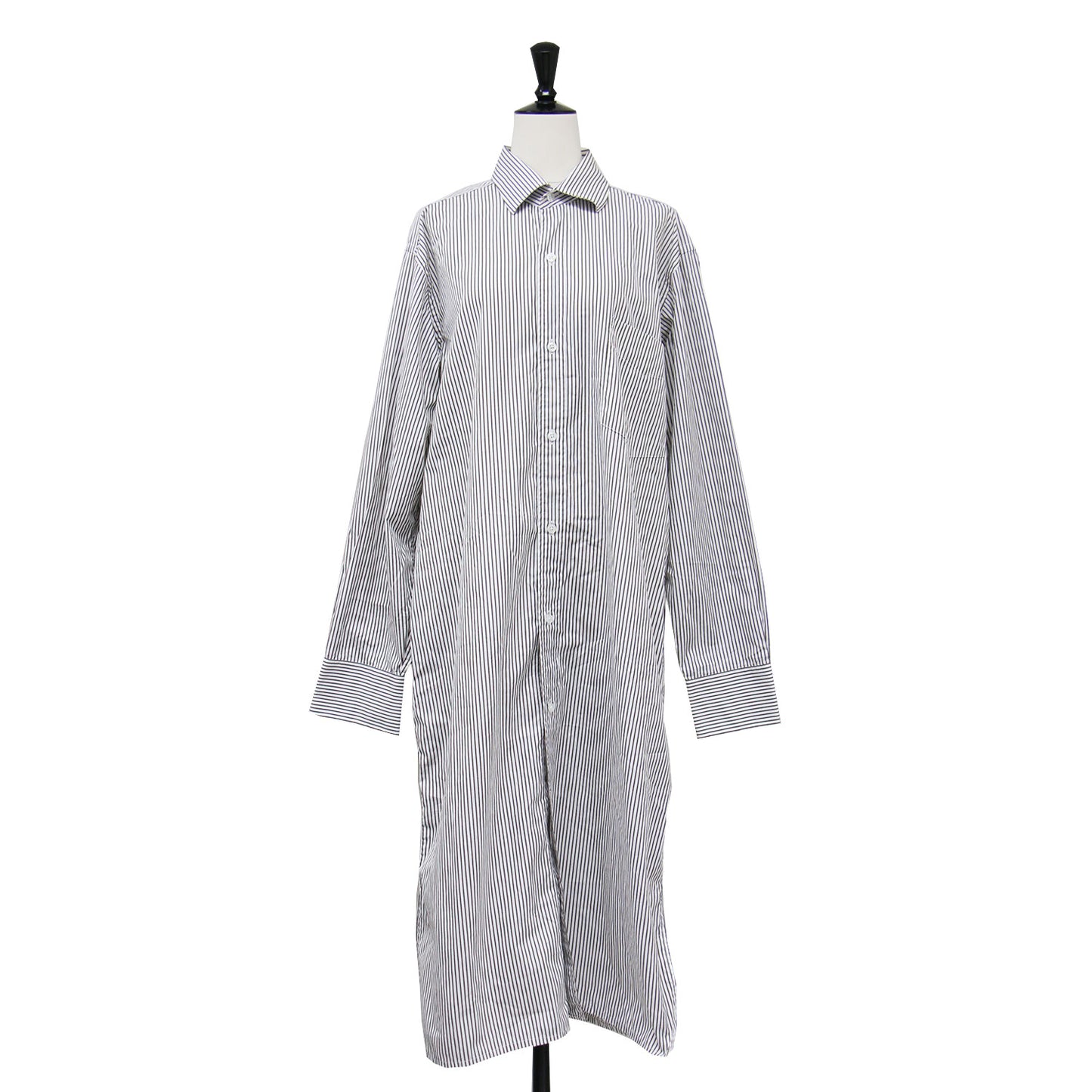 × THE ACADEMY NEW YORK 別注 21秋冬 ロゴ 刺繍 ストライプ シャツワンピース / shirt dress 長袖 ロング丈 スリット コットン