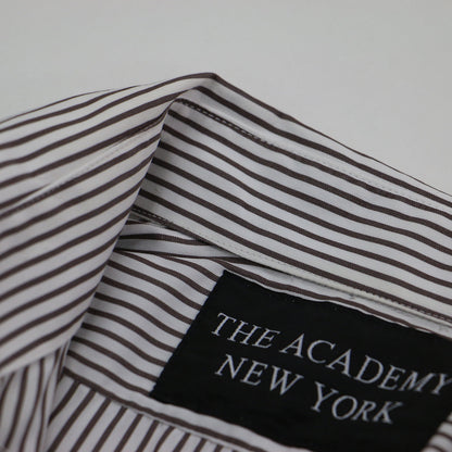 × THE ACADEMY NEW YORK 別注 21秋冬 ロゴ 刺繍 ストライプ シャツワンピース / shirt dress 長袖 ロング丈 スリット コットン