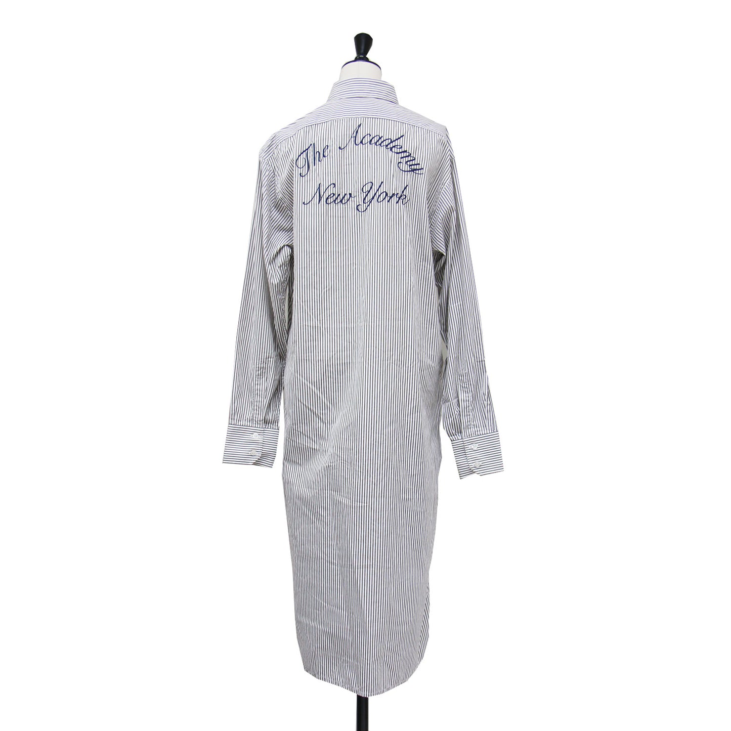 × THE ACADEMY NEW YORK 別注 21秋冬 ロゴ 刺繍 ストライプ シャツワンピース / shirt dress 長袖 ロング丈 スリット コットン