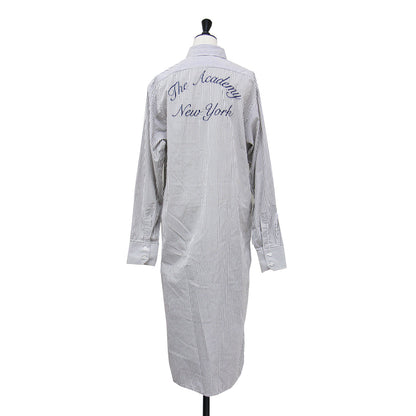 × THE ACADEMY NEW YORK 別注 21秋冬 ロゴ 刺繍 ストライプ シャツワンピース / shirt dress 長袖 ロング丈 スリット コットン