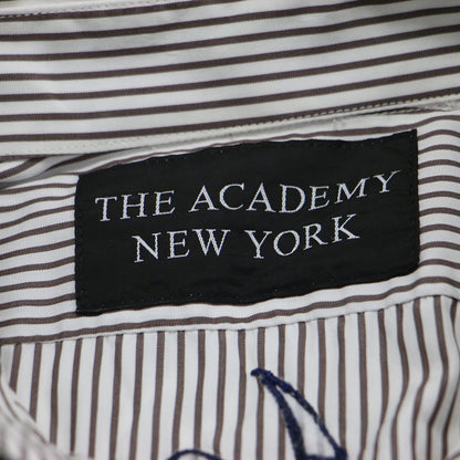 × THE ACADEMY NEW YORK 別注 21秋冬 ロゴ 刺繍 ストライプ シャツワンピース / shirt dress 長袖 ロング丈 スリット コットン