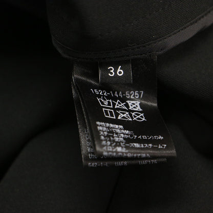 ダンボールジャージー パールボタン ノーカラー ジャケット / ボレロ 長袖 クルーネック ショート丈 タック ウォッシャブル