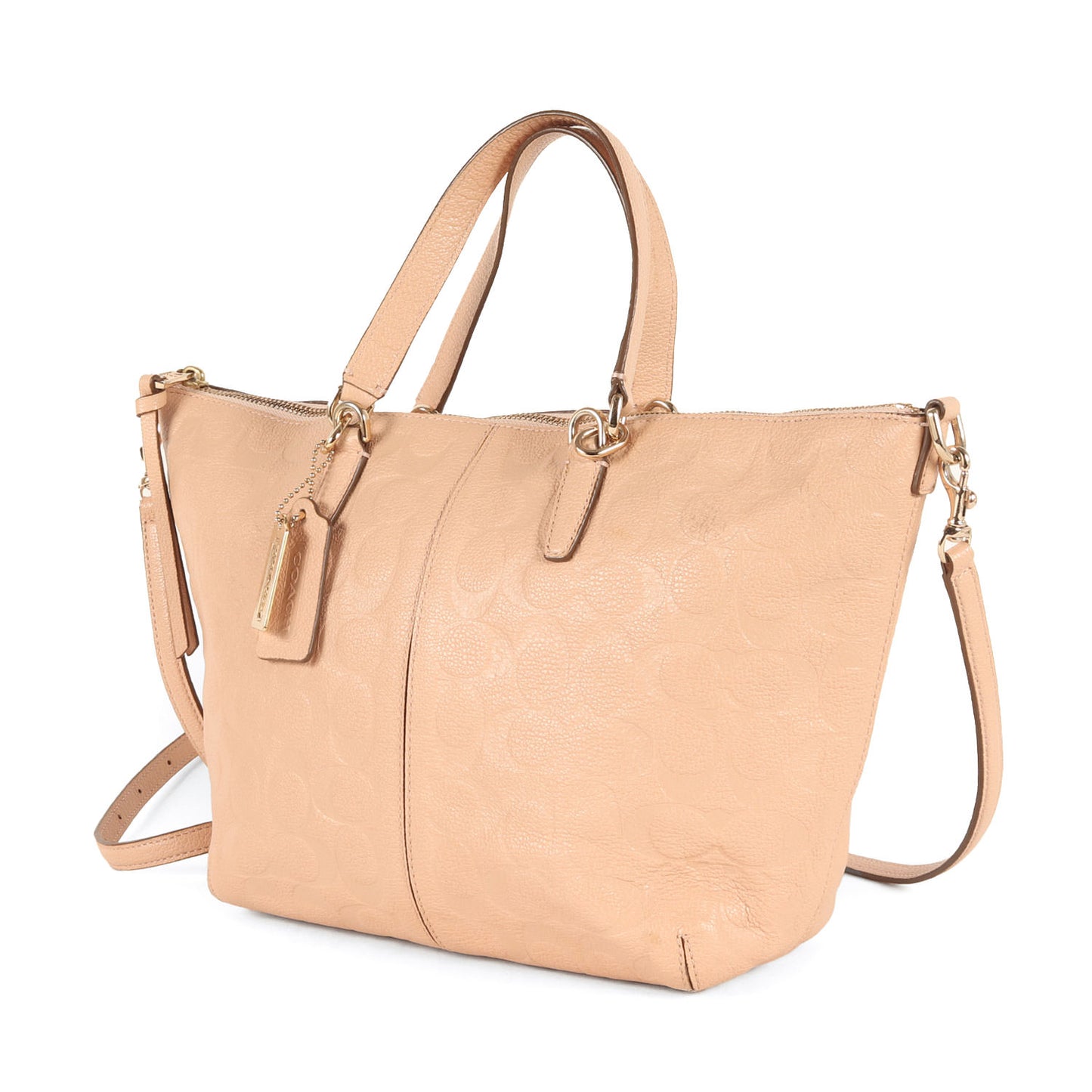 レザー シグネチャー 2WAY ハンドバッグ / ショルダーバッグ 肩掛け クロスボディ ロゴ メタルチャーム