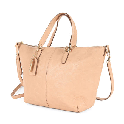 レザー シグネチャー 2WAY ハンドバッグ / ショルダーバッグ 肩掛け クロスボディ ロゴ メタルチャーム