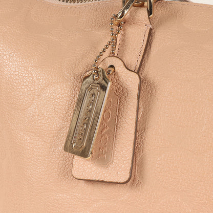 レザー シグネチャー 2WAY ハンドバッグ / ショルダーバッグ 肩掛け クロスボディ ロゴ メタルチャーム