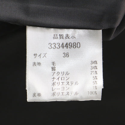 23秋冬 ツイーディジャケット / ショート丈 ノーカラー 長袖 オーバーサイズ フリンジ 金ボタン フロントポケット ウール コットン