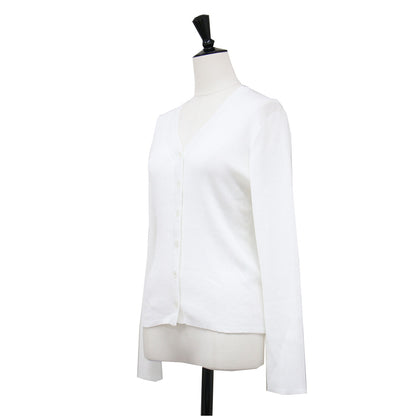 25春夏 アセテートポリエステル Vネック カーディガン / ニット 長袖 コンパクト ミラノリブ