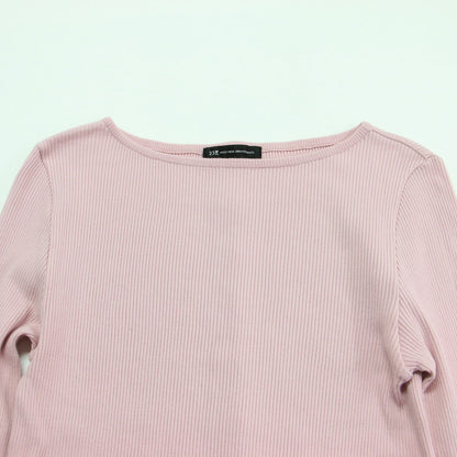 21秋冬 オーガニックコットン リブ カットソー / プルオーバー 長袖 ボートネック コンパクト ストレッチ